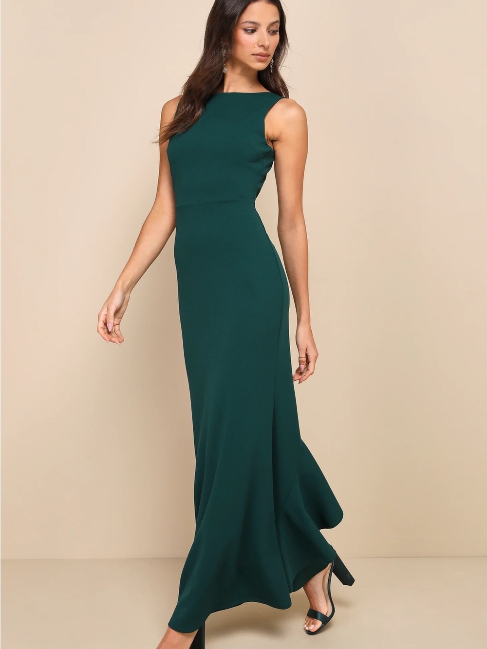 Lulu's Emerald Green Backless Evening Gown - Picture 2 of 9